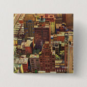 ジョンによるニューヨークシティの鳥瞰的な眺めはつまずきます 缶バッジ (正面)