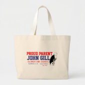 ジョンのえらのワシの誇り高い親自然な色 ラージトートバッグ (正面)