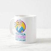 ジョンの丘による"HELVITICA" (顕著のように綴られる) コーヒーマグカップ (正面左)