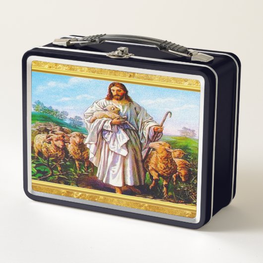 ジョンの10:7 - 21私はよい羊飼いです メタルランチボックス (正面)