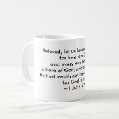 ジョンの1 4:7 - 8 -は互いをマグ愛します コーヒーマグカップ (正面左)