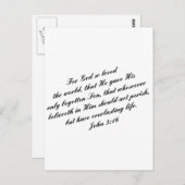 ジョンの3:16の聖書の詩(KJV) ポストカード (正面/裏面)