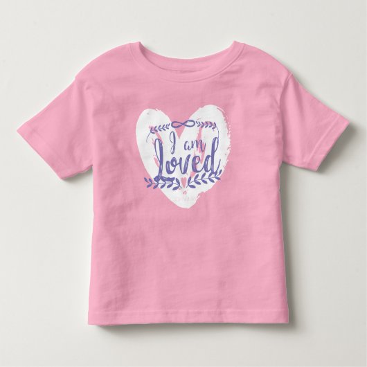 ジョンの3:16私は女の子のピンクのワイシャツの愛された白です トドラーTシャツ (正面)