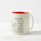 ジョンの8:12イエス・キリストは、私です世界のライト言いました ツートーンマグカップ (正面右)