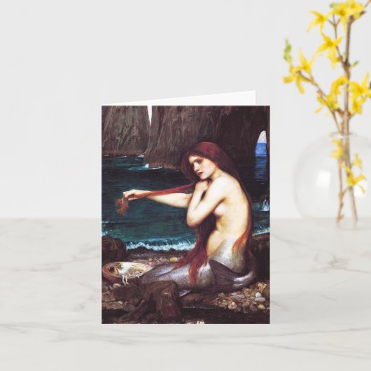 ジョンウィリアムウォーターハウスマーメイドノートカード カード (黄色い花)