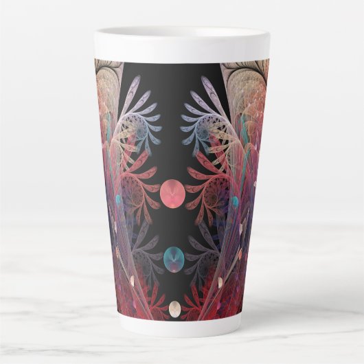 ジョングレージ抽象芸術モダンファンタジーフラクタル カフェラテマグ (正面)