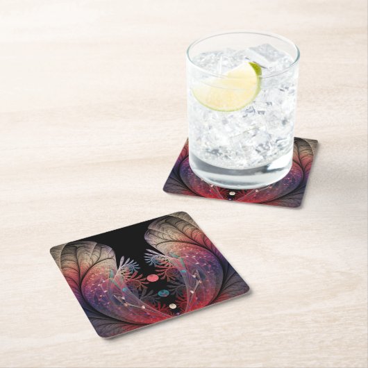 ジョングレージ抽象芸術モダンファンタジーフラクタル スクエアペーパーコースター (インサイチュ)