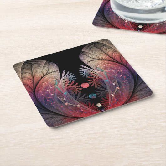 ジョングレージ抽象芸術モダンファンタジーフラクタル スクエアペーパーコースター (アングル)