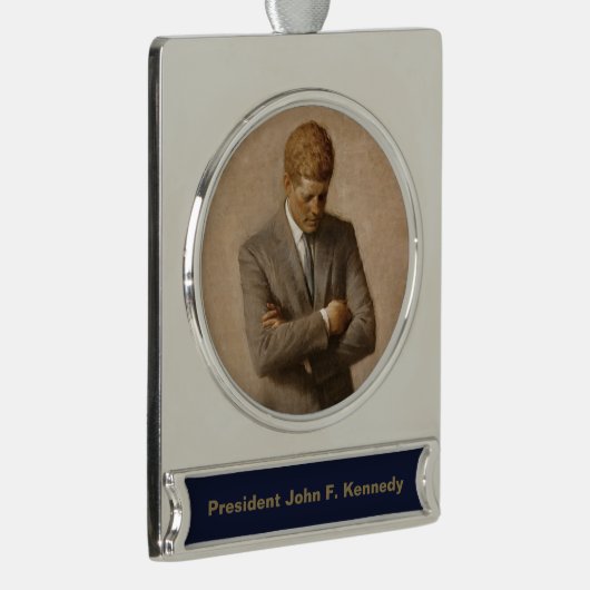 ジョンケネディUSホワ大統領のイトハウスポートレート シルバープレートバナーオーナメント (右)