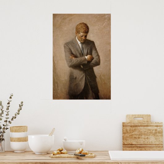 ジョンケネディUSホワ大統領のイトハウスポートレート ポスター (キッチン)