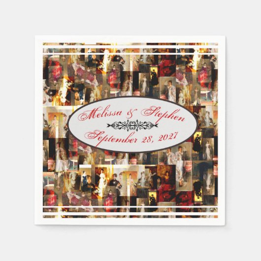 .ジョンシンガーサーゲントレディエレガントポートレートコラージュ スタンダードカクテルナプキン (正面)