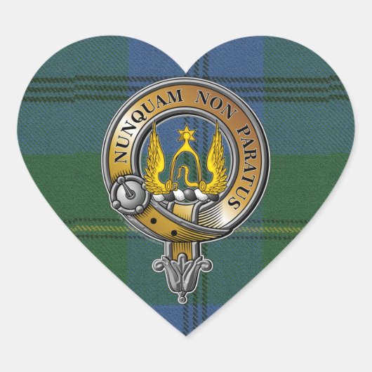 ジョンストンタータンチェック&バッジ ハートシール (正面)