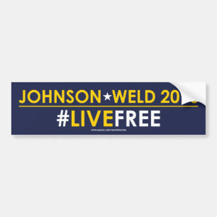 ジョンソンまたは溶接自由主義的なバンパーステッカーの#LIVEFREE バンパーステッカー
