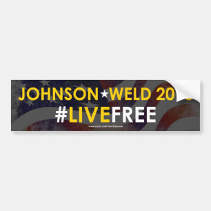 ジョンソンまたは溶接自由主義的なバンパーステッカーの#LIVEFREE バンパーステッカー