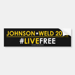 ジョンソンまたは溶接自由主義的なバンパーステッカーの#LIVEFREE バンパーステッカー