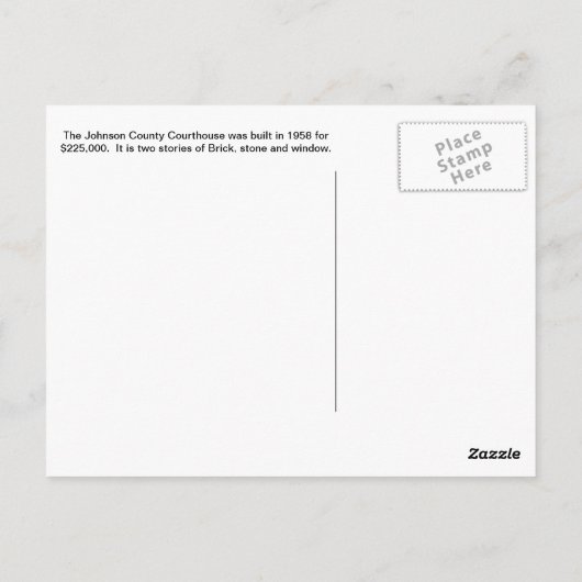 ジョンソンカウンティコートハウスマウンテンシティ， TN ポストカード (裏面)