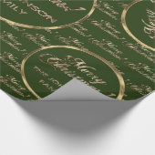 ジョンソンファミリークリスマスグリーンフェイク金ゴールド ラッピングペーパー (角)