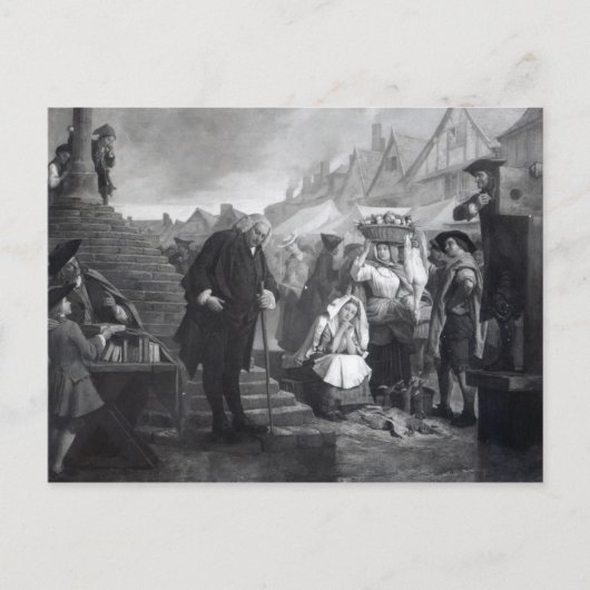 ジョンソン博士は市場で懸賞を行っている ポストカード (正面)