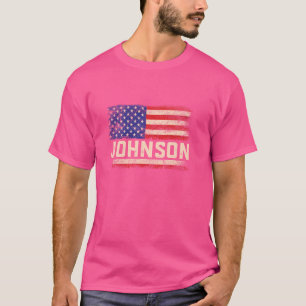 ジョンソン姓シャツジョンソン名アメリカ国旗 Tシャツ