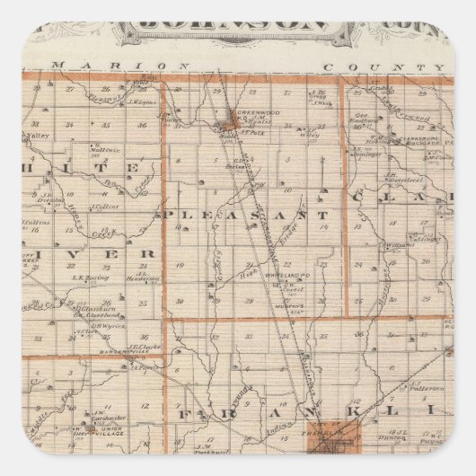 ジョンソン郡の地図 スクエアシール (正面)