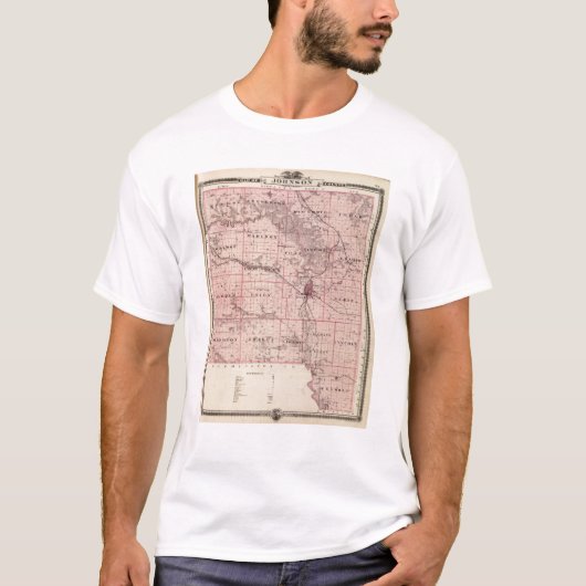 ジョンソン郡、アイオワ州の地図 Tシャツ (正面)