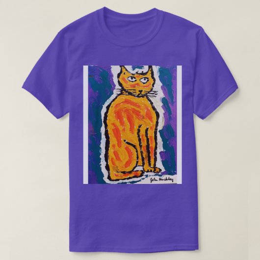 ジョンヒンクレーオリジナル猫絵画のベビーボディスーツ Tシャツ (デザイン正面)