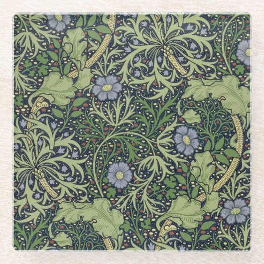 ジョンヘンリーDeが印刷する海藻壁紙のデザイン ガラスコースター (正面)