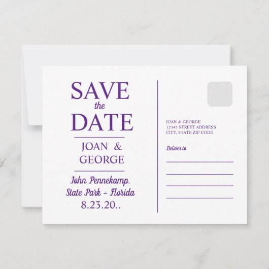 ジョンペネカンプ州立公園、フロリダ州、旅行ポストカード セーブザデート (裏面)