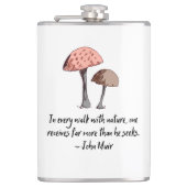 ジョンミュア引用文ハンドドロッシュマッシュルームフォレガーハイカー フラスク (正面)