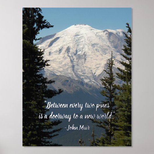ジョンミュア自然引用文名勝山レイニエ 箔ポスター (正面)