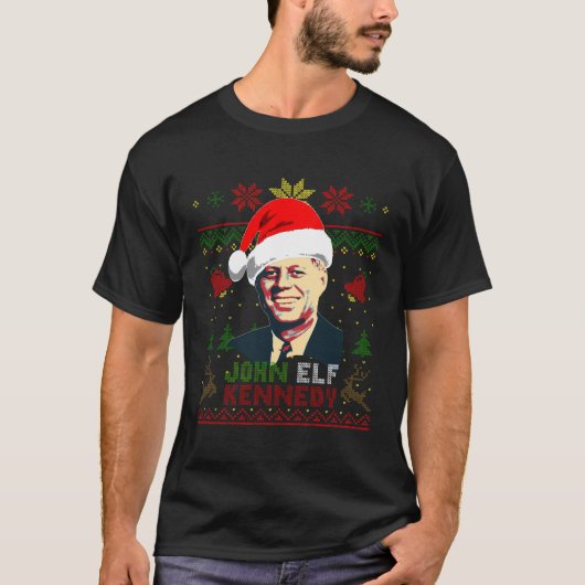 ジョン小妖精や小人ケネディおもしろいクリスマス Tシャツ (正面)