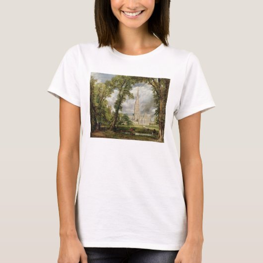 ジョン巡査 |からサリスベリー大聖堂を見る Tシャツ (正面)