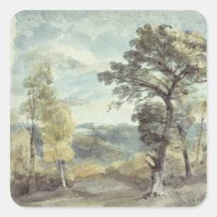 ジョン巡査 Landscape with Trees and a Distan スクエアシール