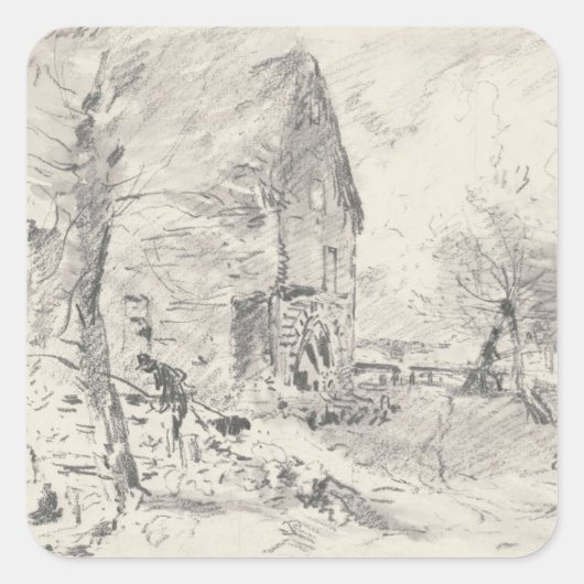ジョン巡査 | Watermill at Newbury （鉛筆） スクエアシール (正面)