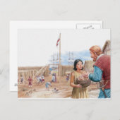 ジョン船長を訪問するポカホンタスイラストレーション ポストカード (正面/裏面)