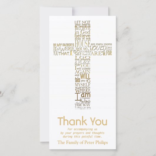 ジョン金キリスト教の十字の14の悔やみや弔慰は感謝していしています サンキューカード (正面)