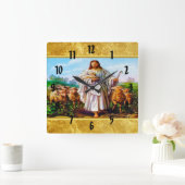 ジョン10:7-21私は良い羊飼い スクエア壁時計 (ホーム)