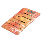 ジョン13:34ブロンズの赤いテクスチャがお互いに愛し合う マグネット (左側)