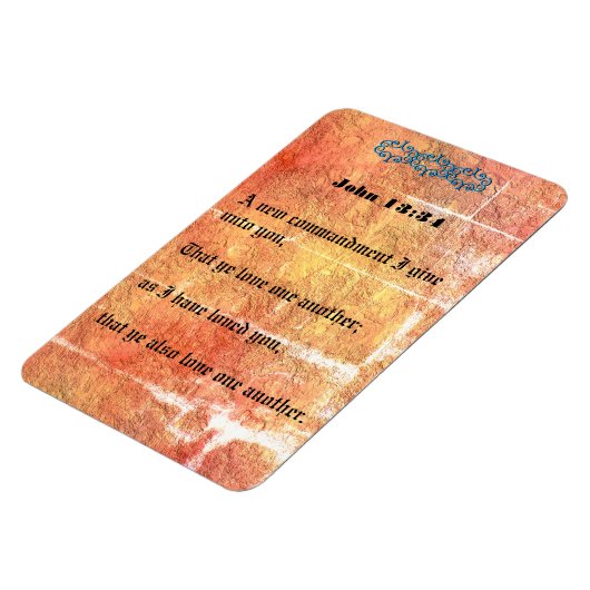 ジョン13:34ブロンズの赤いテクスチャがお互いに愛し合う マグネット (左側)