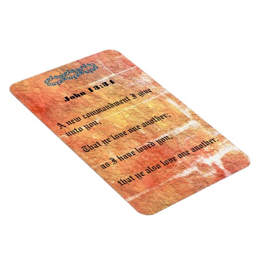ジョン13:34ブロンズの赤いテクスチャがお互いに愛し合う マグネット (右側)