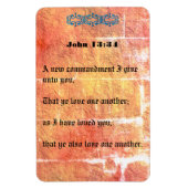 ジョン13:34ブロンズの赤いテクスチャがお互いに愛し合う マグネット (縦)