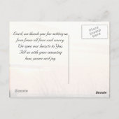 ジョン14:27離れ,海の夕日 ポストカード (裏面)