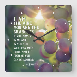 ジョン15:5私は聖書の支部であるつる植物です スクエア壁時計