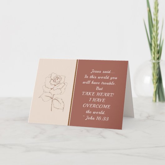 ジョン16:33ハート!私は世界を乗り越えた カード (正面)