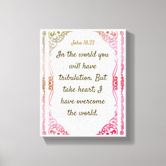 ジョン16 : 33 |バイブルやる気を起こさせる引用文Verse キャンバスプリント
