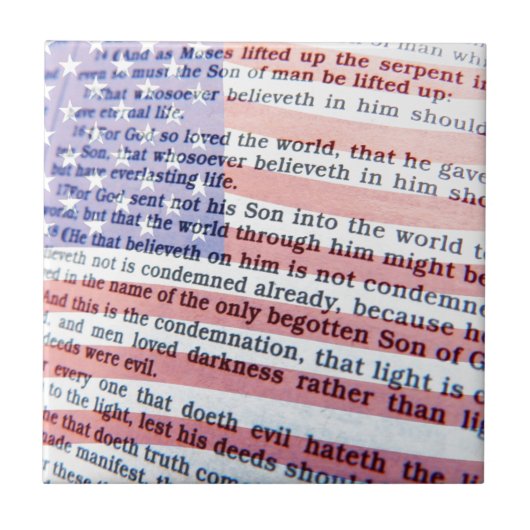 ジョン3:16とアメリカ国旗 タイル (正面)