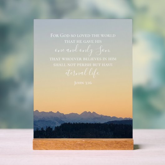 ジョン3:16カスタム文字 | スイスアルプスオリジナル写真 アクリルサイン (ニュートラル)