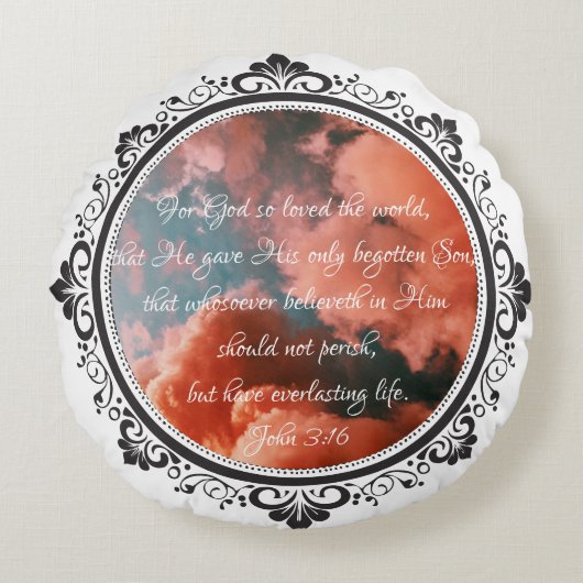 ジョン3:16丸アクセント枕 ラウンドクッション (正面)