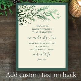 ジョン3:16緑エレガントのモダンクリスマスカスタム シーズンカード