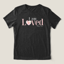 ジョン3:16 私は愛されている フローラルハート キリスト教 トライブレンドTシャツ